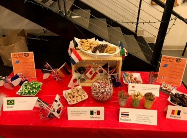 Table featuring foods from many countries