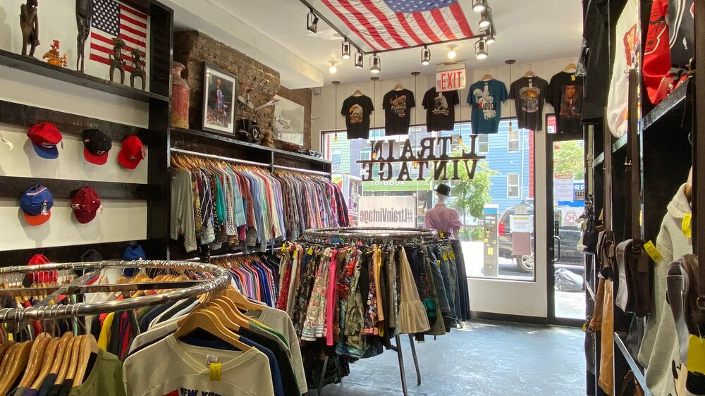 L-Train Vintage store with clothing on display
