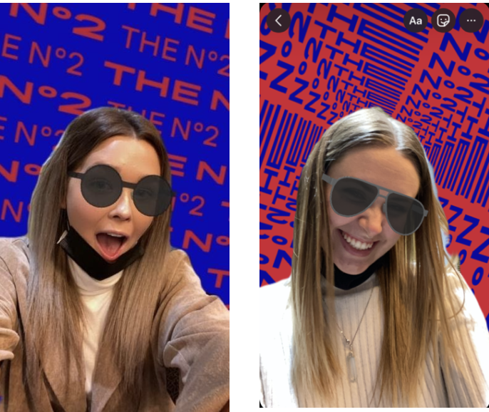 Emily and Ali trying out The No.2 Eyewear’s Interactive Instagram Filter.