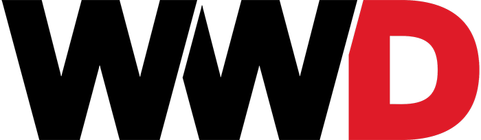WWD logo, black and white
