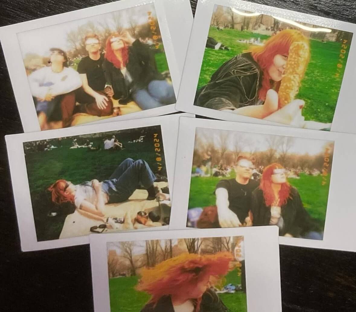 Polaroids of Elara in Central Park during the 2024 solar eclipse.