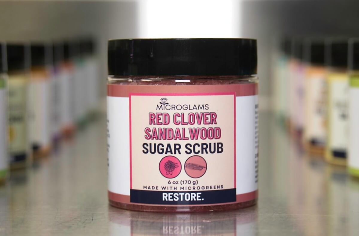 Microglams red clover sugar scrub jar