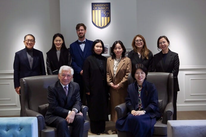 LIM College President Ron Marshall with University of Suwon representatives and leadership