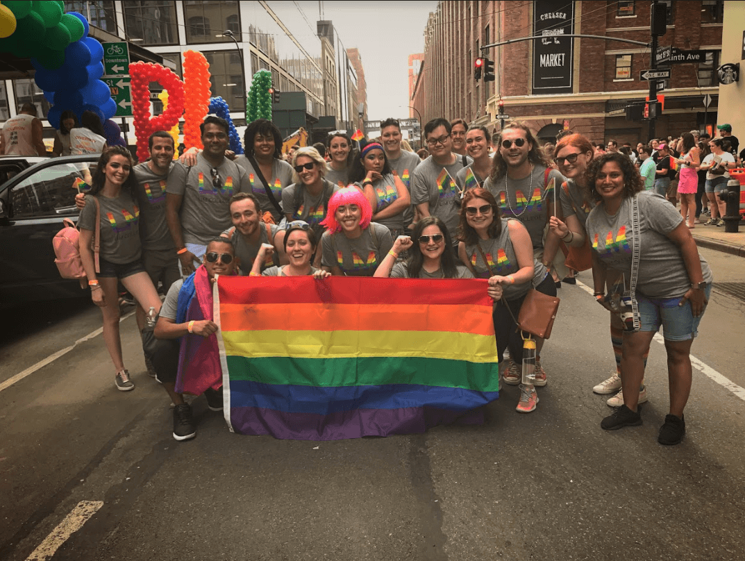 LIM College students and staff at New York City pride parade