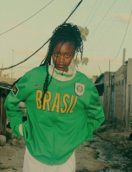woman in "Brasil" sweatshirt