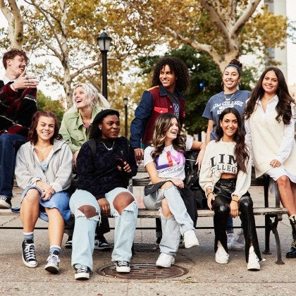 students on bench