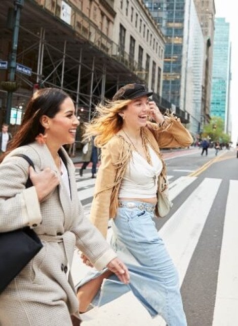 Paige, Jacqui crossing 42nd
