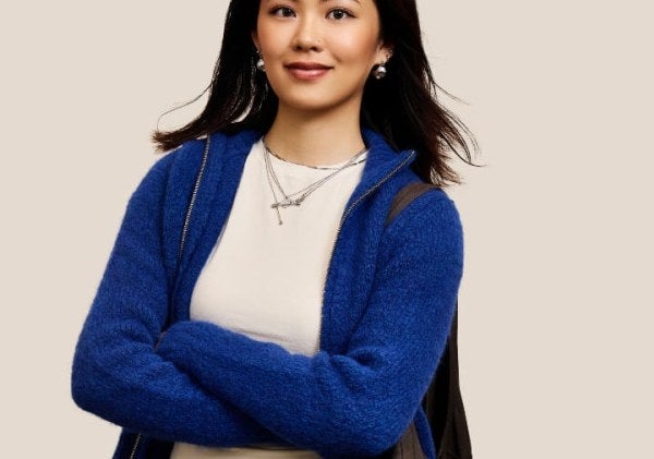 Mei-Han Huang blue sweater