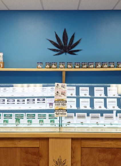 a display of cannabis products