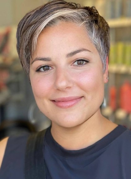 Selfie of a woman with short hair
