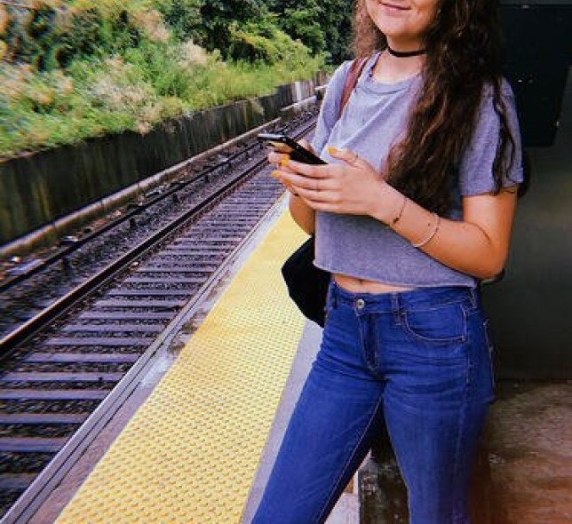 Julianna near train tracks