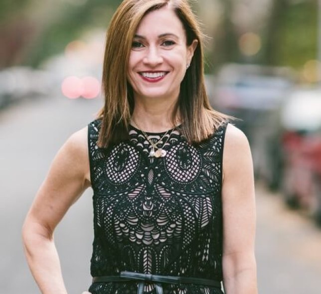 Michele Parsons in black, sleeveless dress