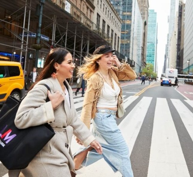 Paige, Jacqui crossing 42nd