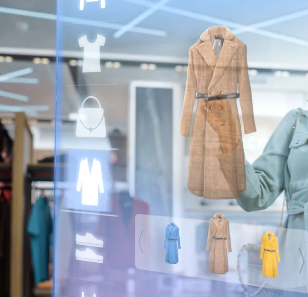 woman using holographic touchscreen