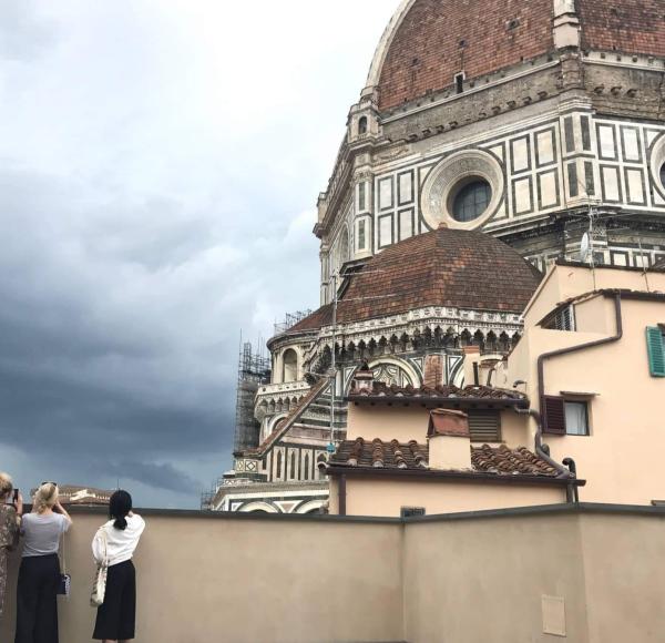 LIM students take photos of Florence Cathedral in Florence, Italy