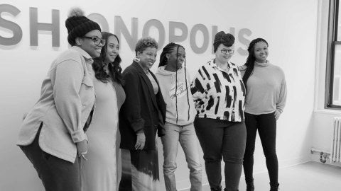 black and white photo of students standing together