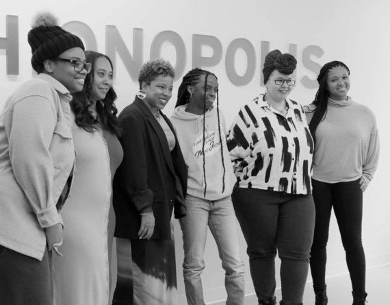 black and white photo of students standing together