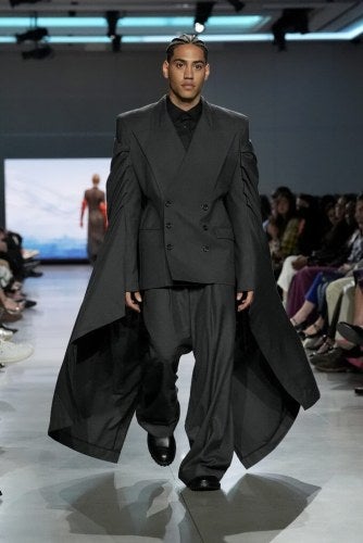 Fashion model on the runway at LIM College's 2026 Fashion Show