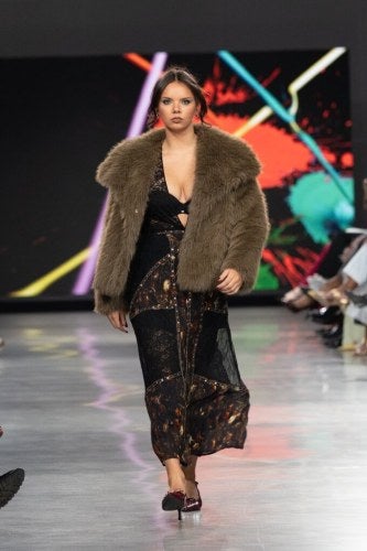 Fashion model on the runway at LIM College's 2026 Fashion Show
